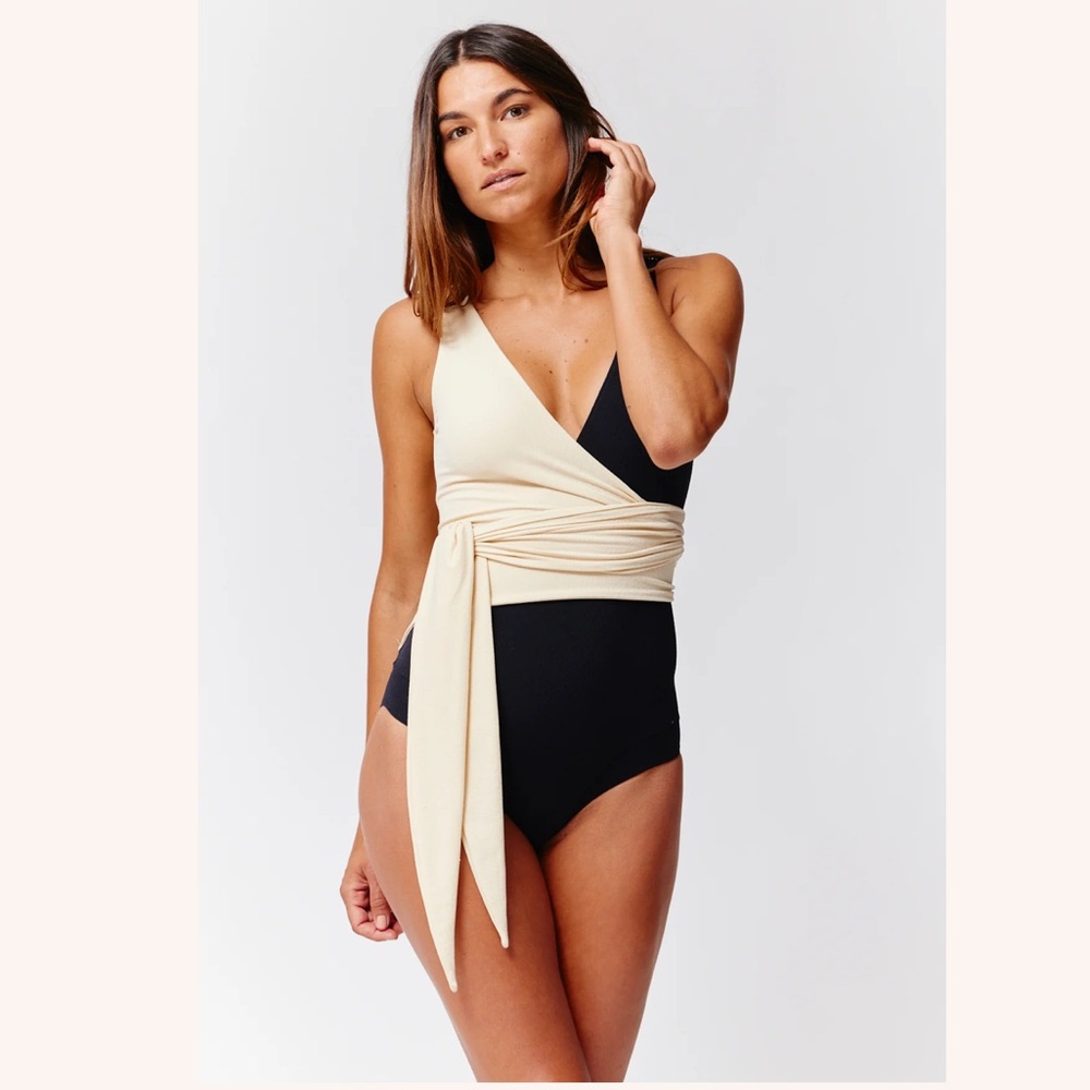 Lisa Marie Fernandez stretch-crepe wrap‎ swimsuit